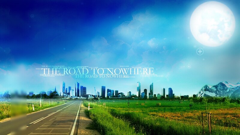 Road to City Skyline — Blue