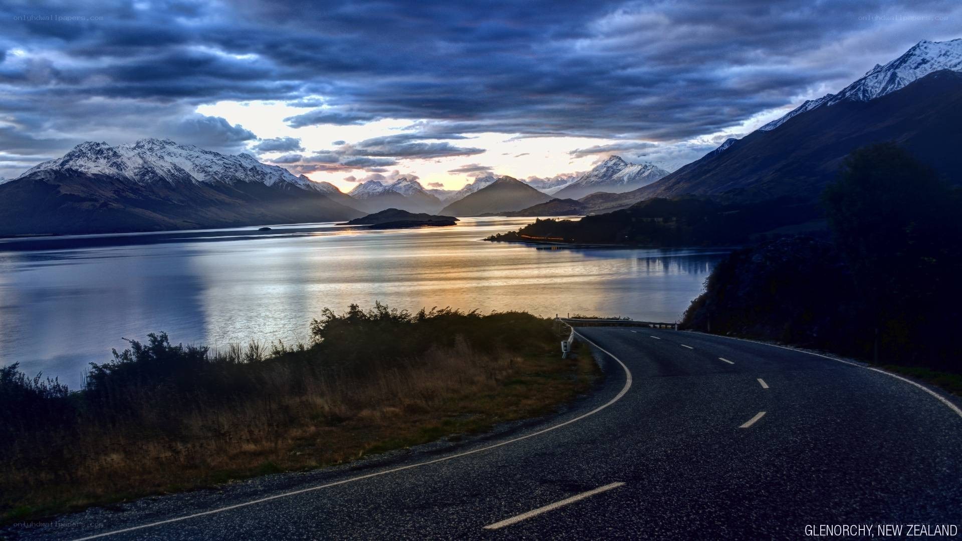 Road to Glenorchy at sunset