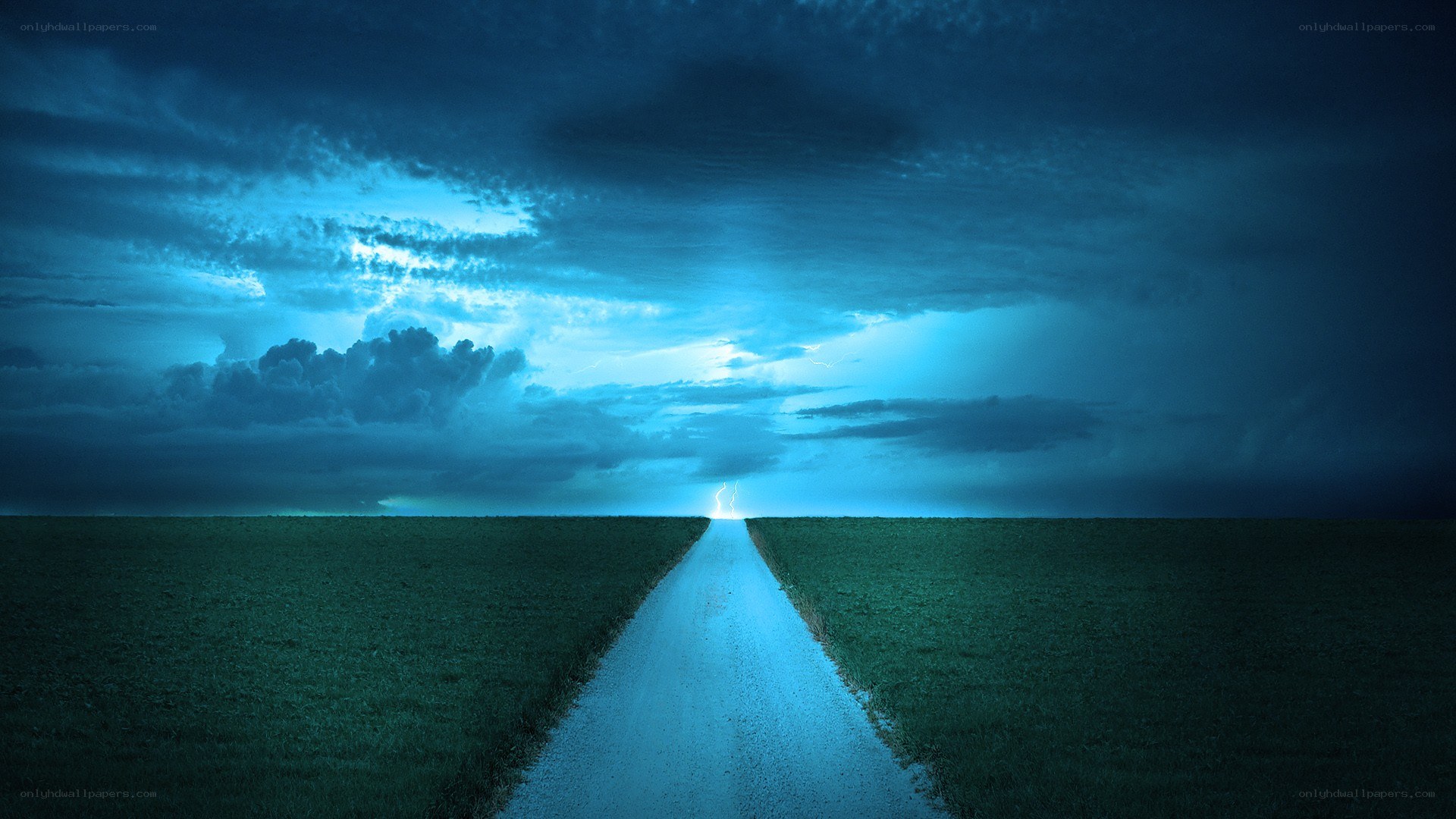 Road to lightning storm