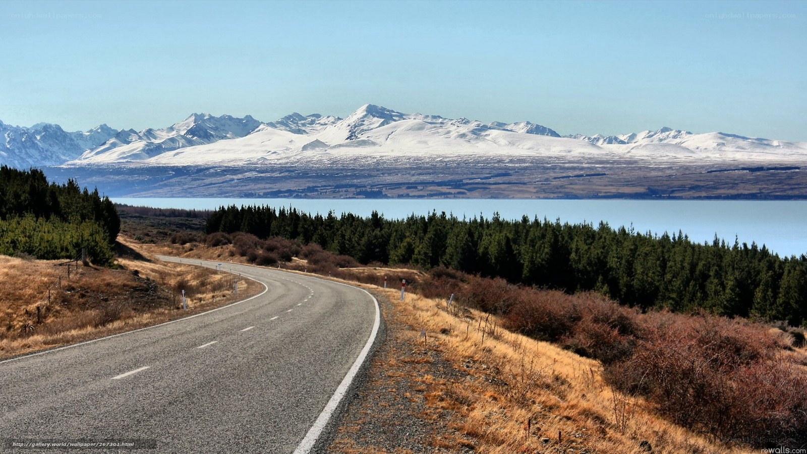 Road to snow-capped mountains