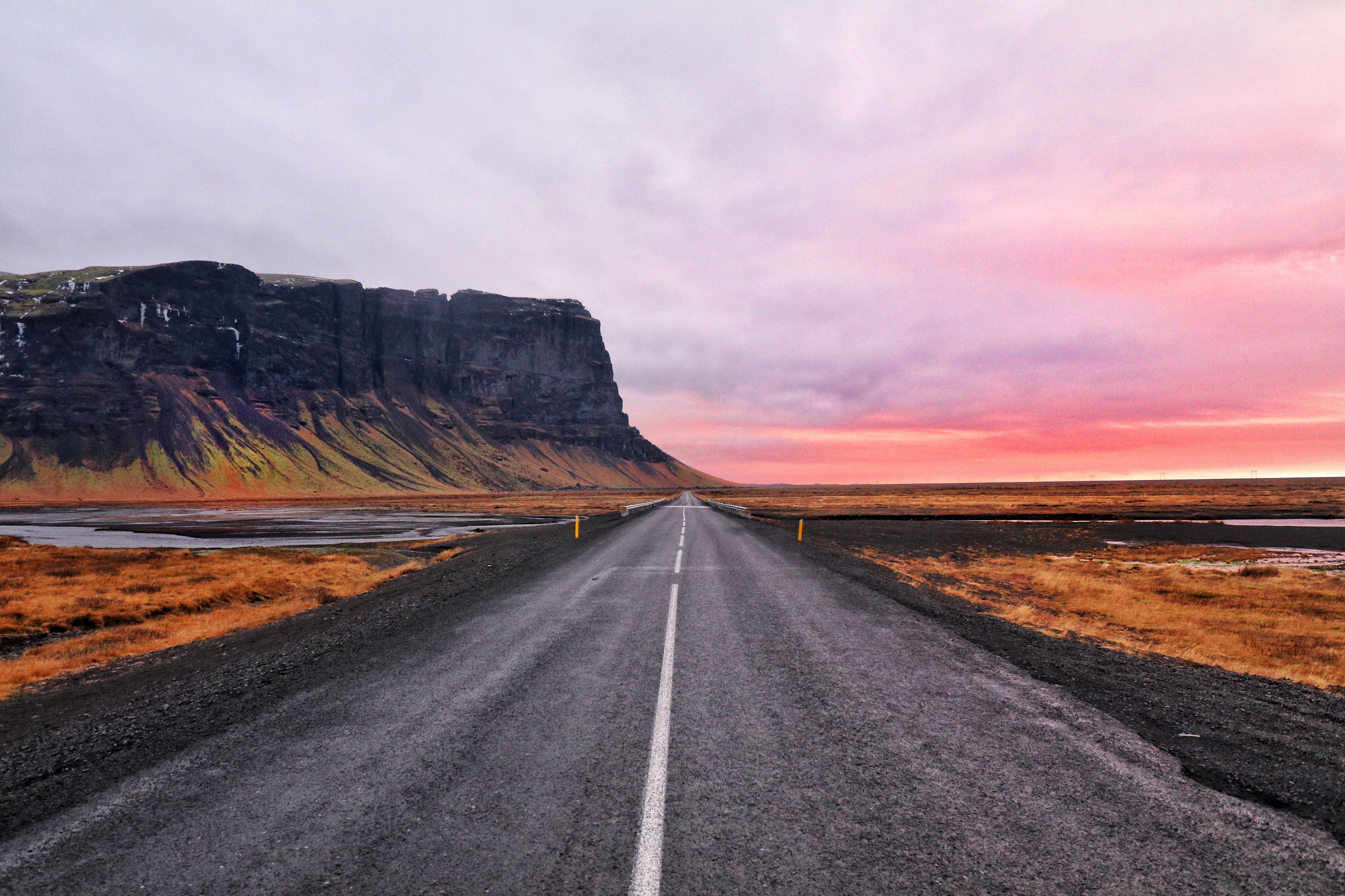 Road to the cliff at sunset