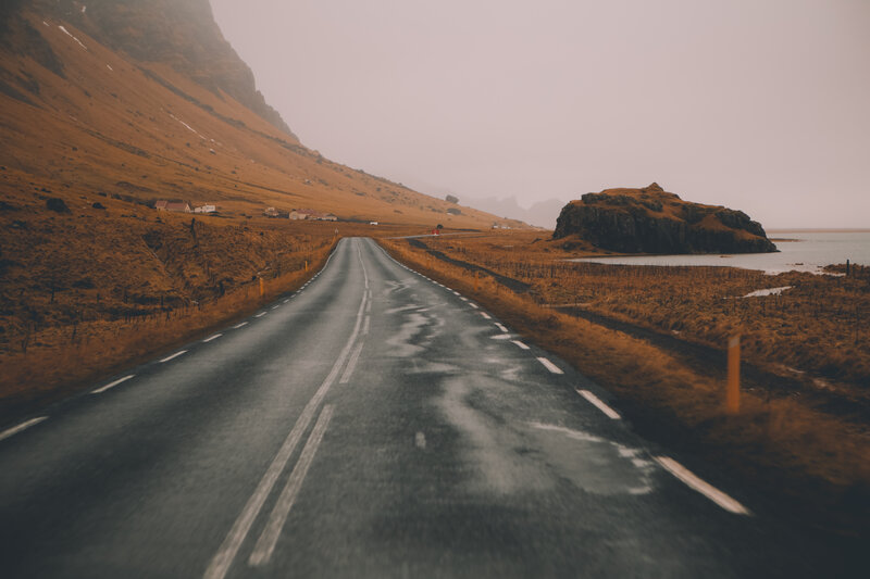 Road to the coast in Iceland