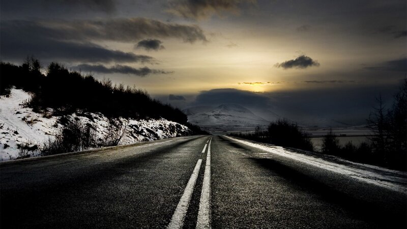 Road to the horizon at sunset