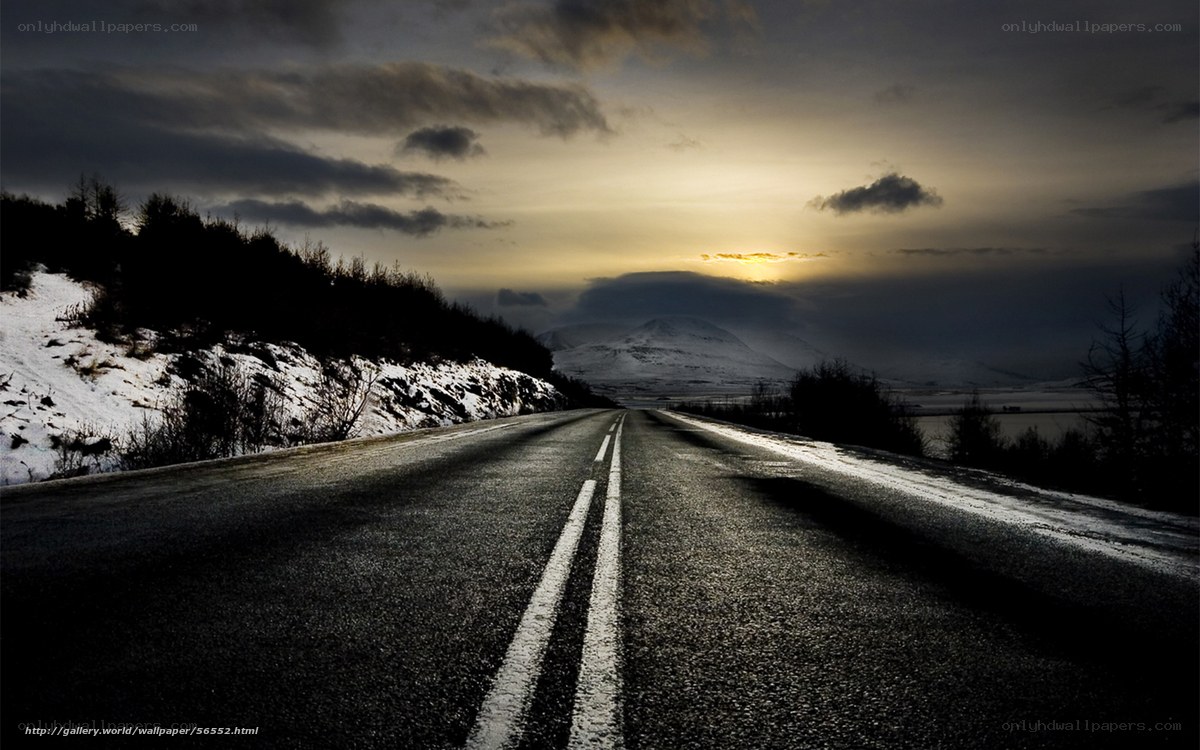 Road to the horizon at sunset
