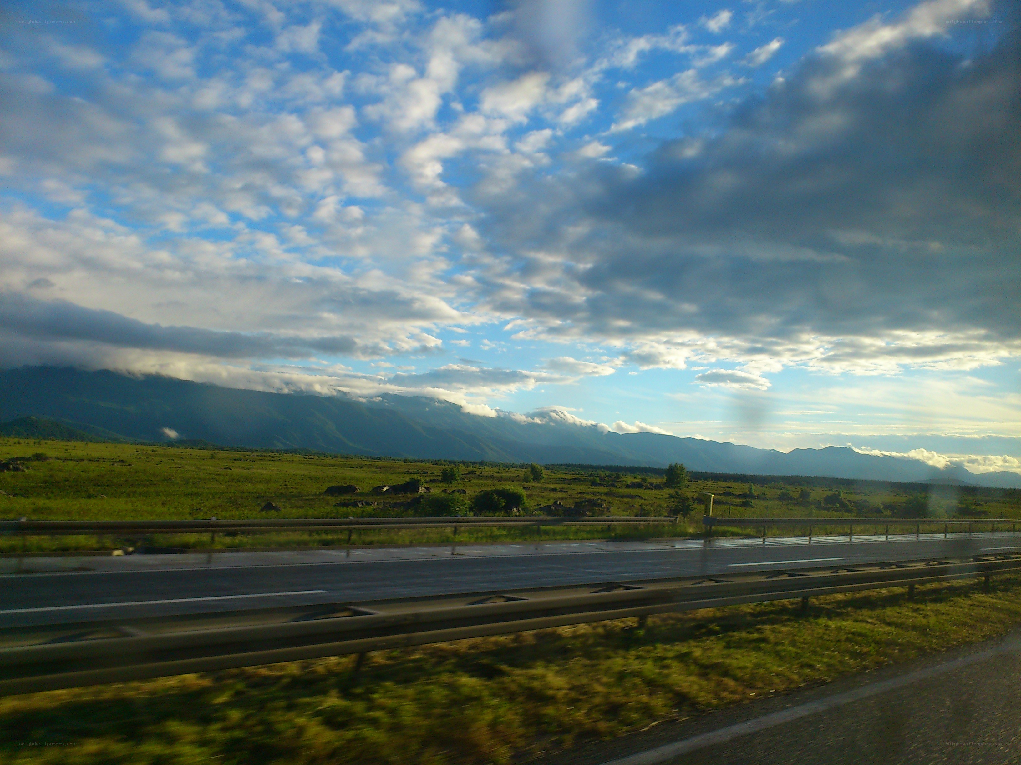 Road trip with mountains in view