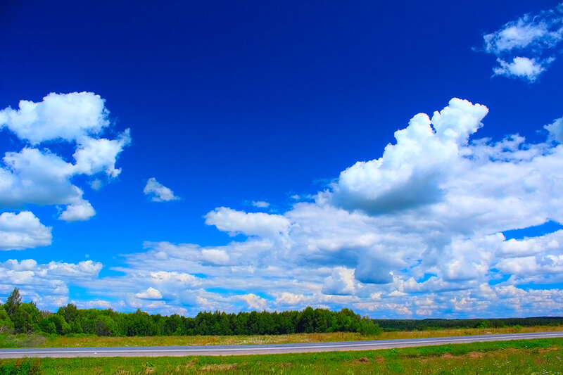 Road under Cloudy Sky — Blue, Serene