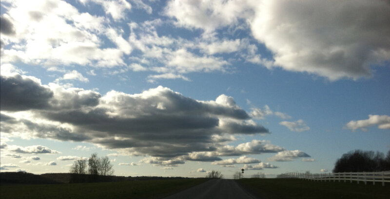 Road under Cloudy Sky — Blue