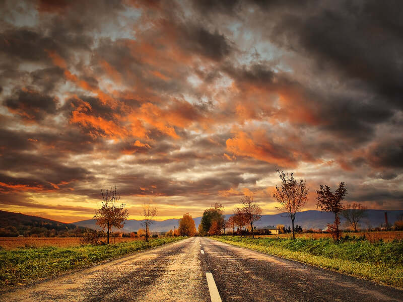 Road under Cloudy Sky