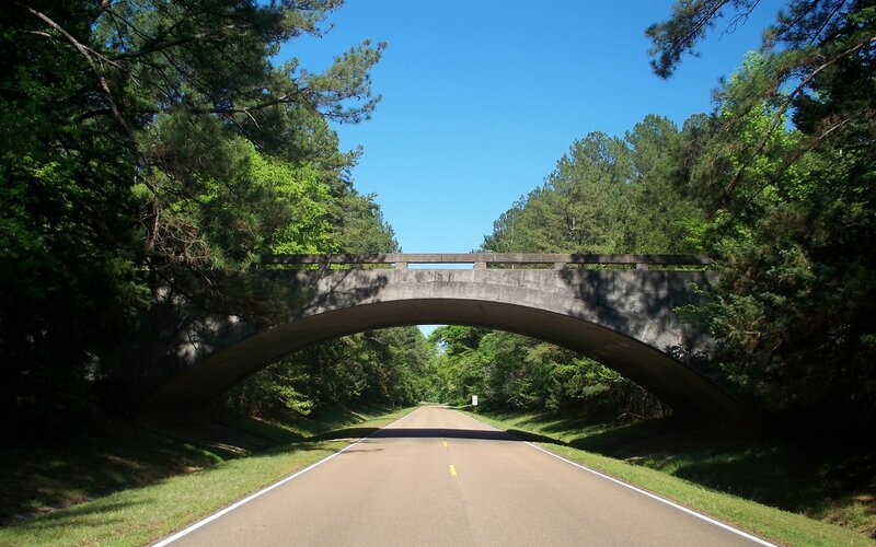 Road under Concrete Bridge