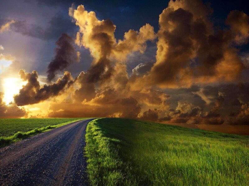 Road under dramatic sky