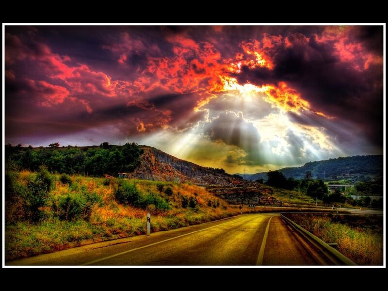 Road under dramatic sky