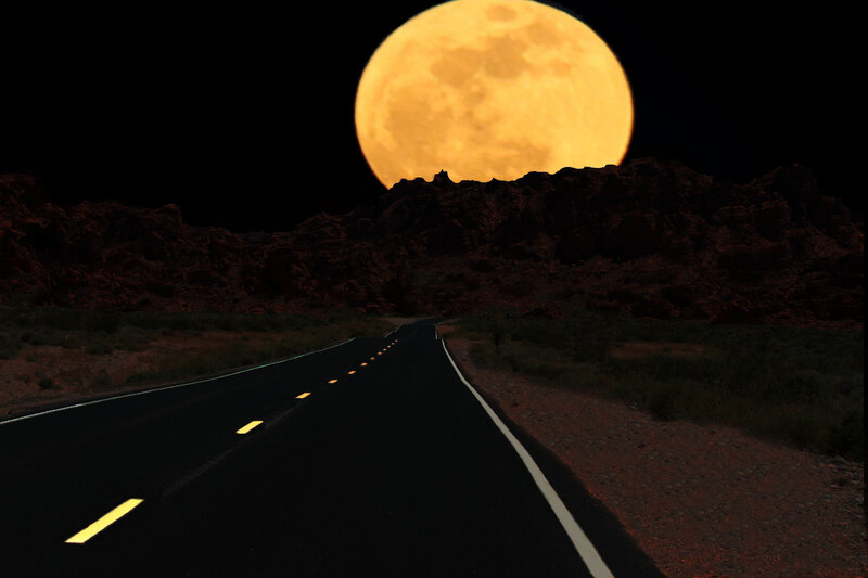 Road under Full Moon