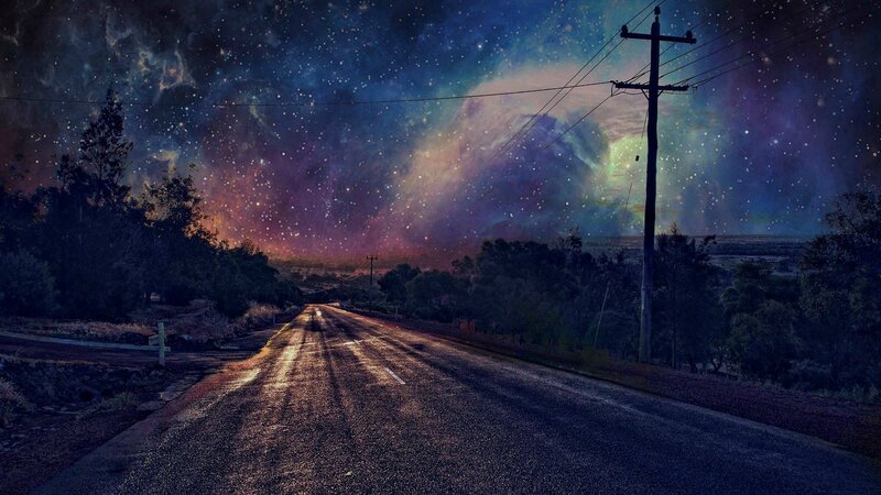 Road under Starry Sky — Blue, Dramatic