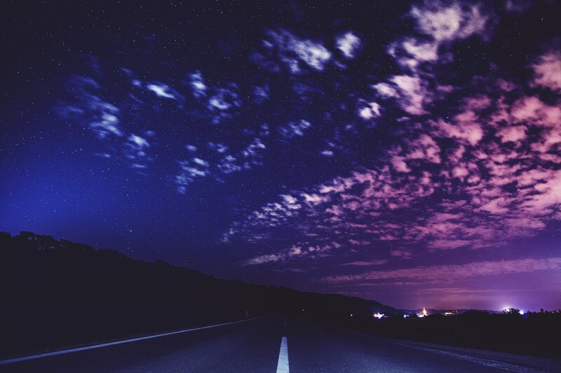 Road under Starry Sky — Purple, Serene
