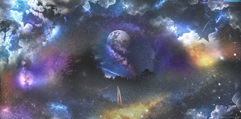 Road under Starry Sky — Purple