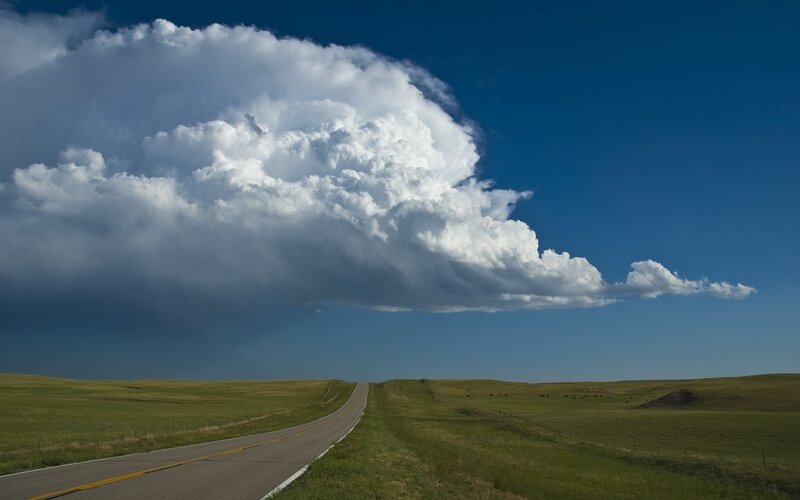 Road under storm cloud