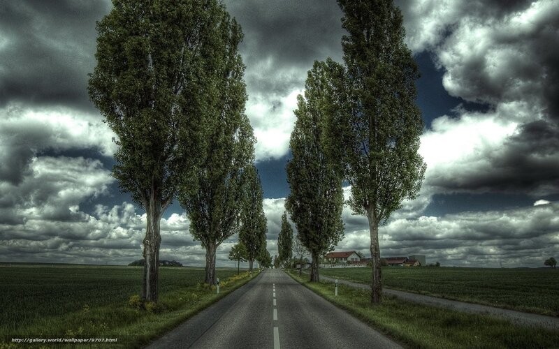 Road under stormy sky