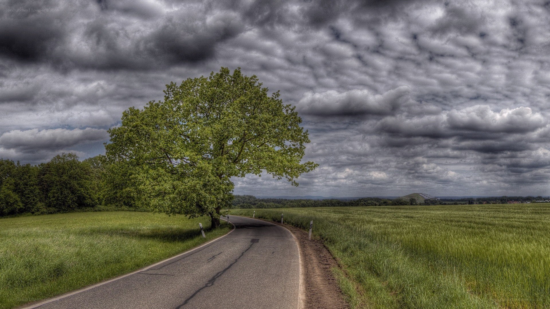 Road under stormy sky