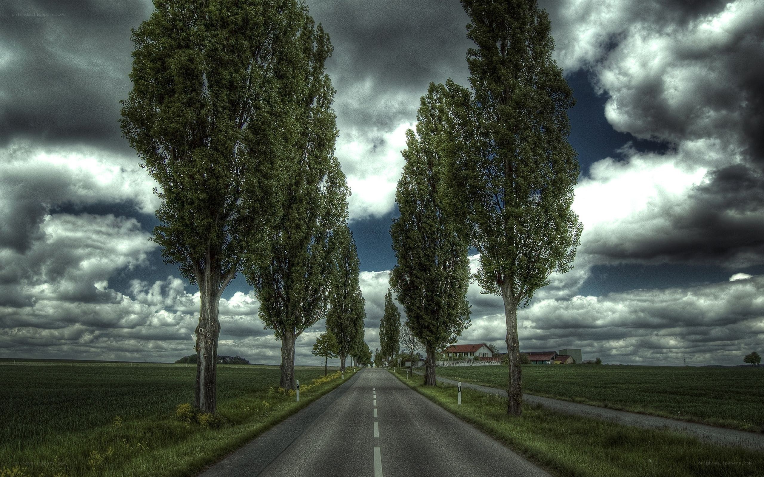 Road under stormy sky