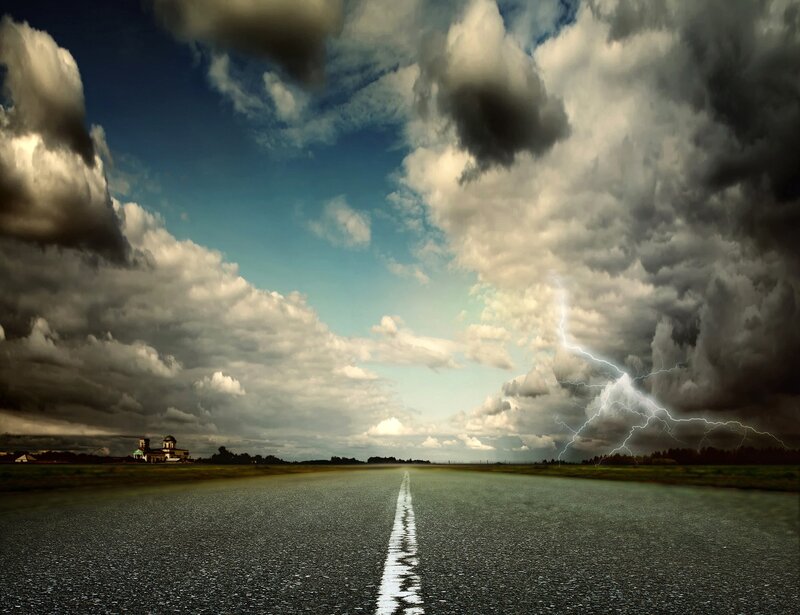 Road under Stormy Sky — Gray, Dramatic, Afternoon