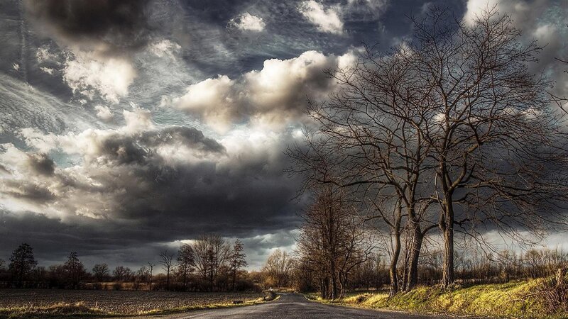 Road under Stormy Sky — Gray, Dramatic, Autumn