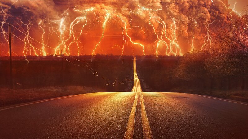 Road under Stormy Sky — Orange
