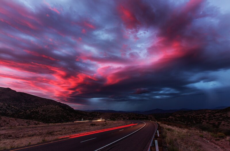Road under Stormy Sky — Red