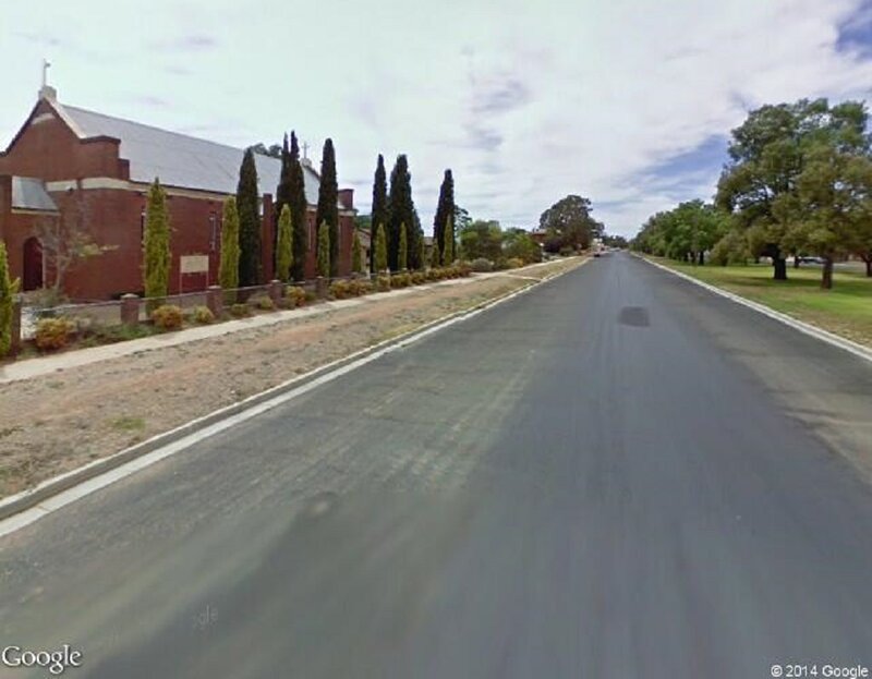Road with Church on Left