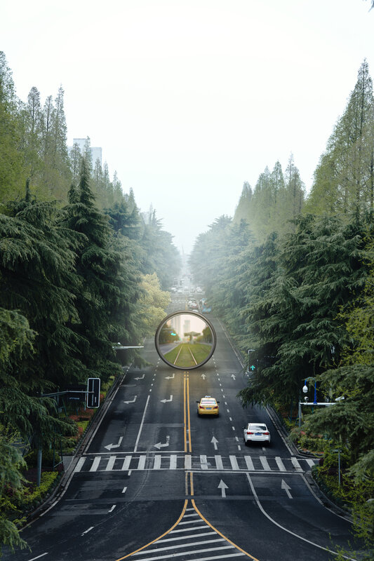 Road with Circular Mirror