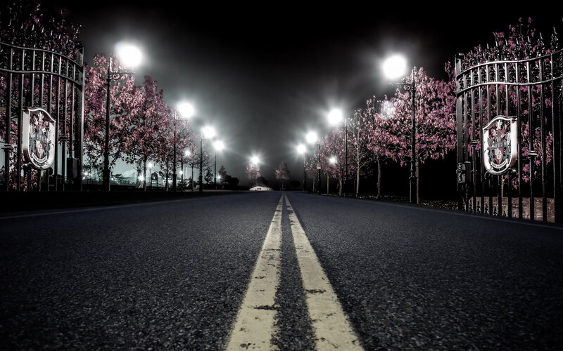 Road with Double Yellow Lines — Black