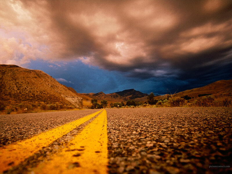 Road with Double Yellow Lines — Dramatic