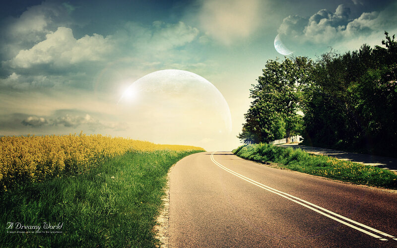 Road with Giant Moon
