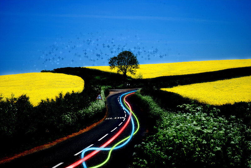 Road with Light Trails
