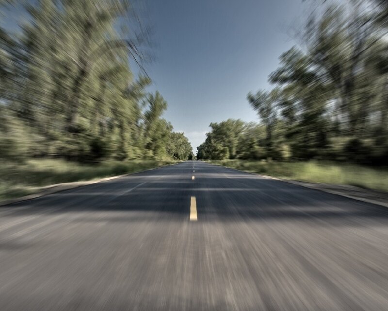 Road with Motion Blur — Gray, Dynamic, Afternoon, Photograph