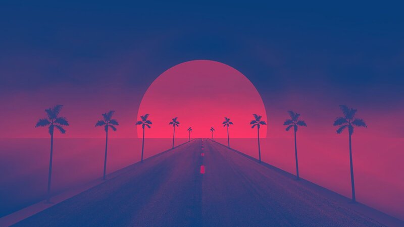 Road with Palm Trees — Pink
