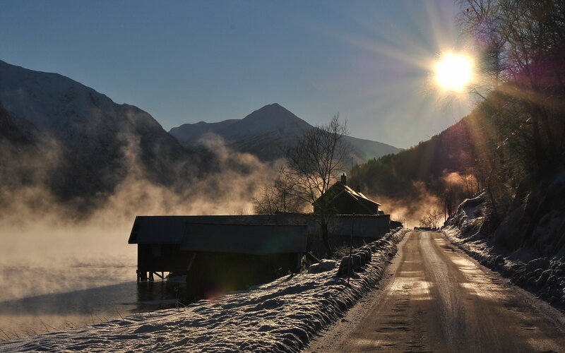 Road with Steam over Water