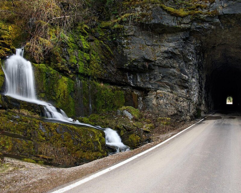 Road with Waterfall