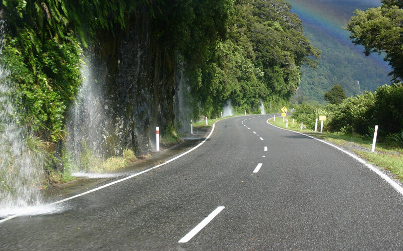 Road with Waterfalls