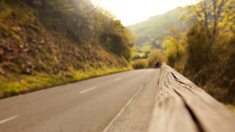 Road with Wooden Railing