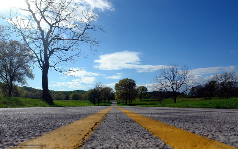Road with Yellow Lines — Blue