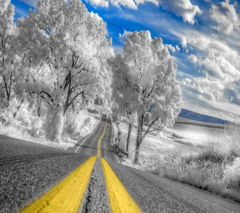 Road with Yellow Lines — Dramatic
