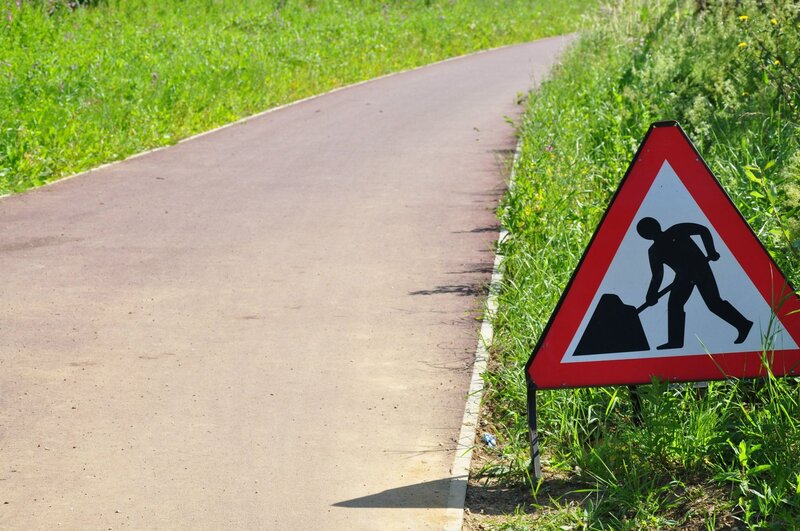 Road work ahead sign