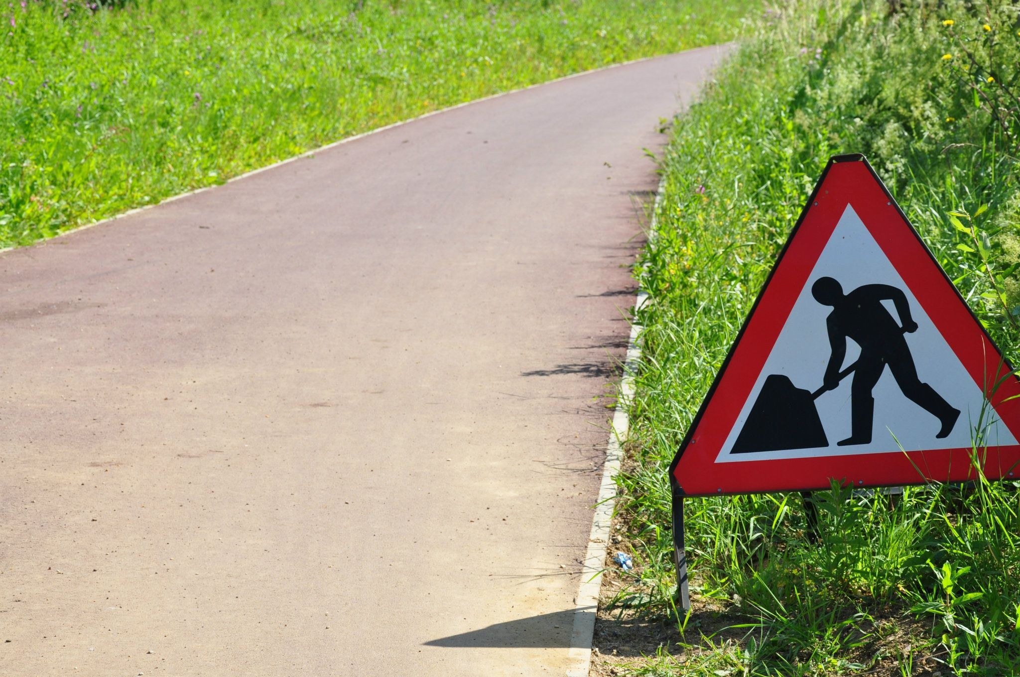 Road work ahead sign