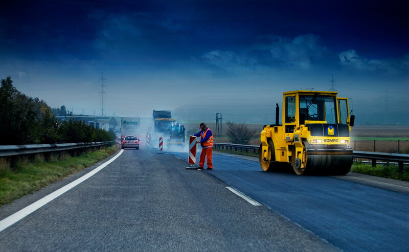 Road Worker with Roller
