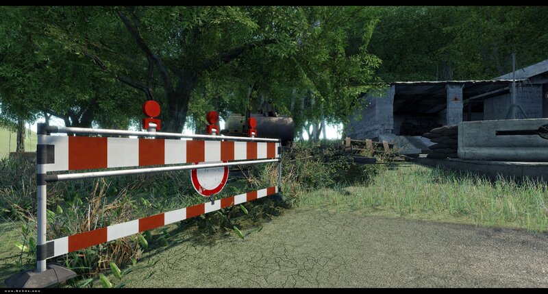 Roadblock in a forested area