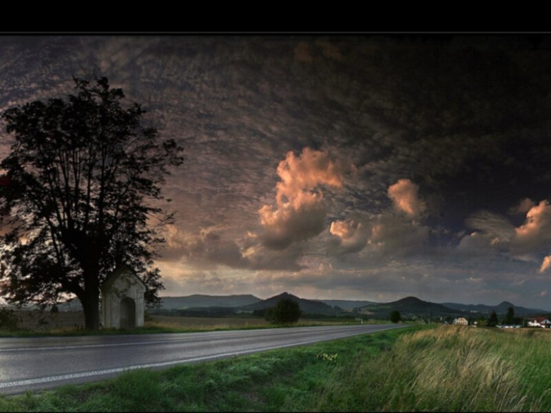 Roadside chapel at dusk