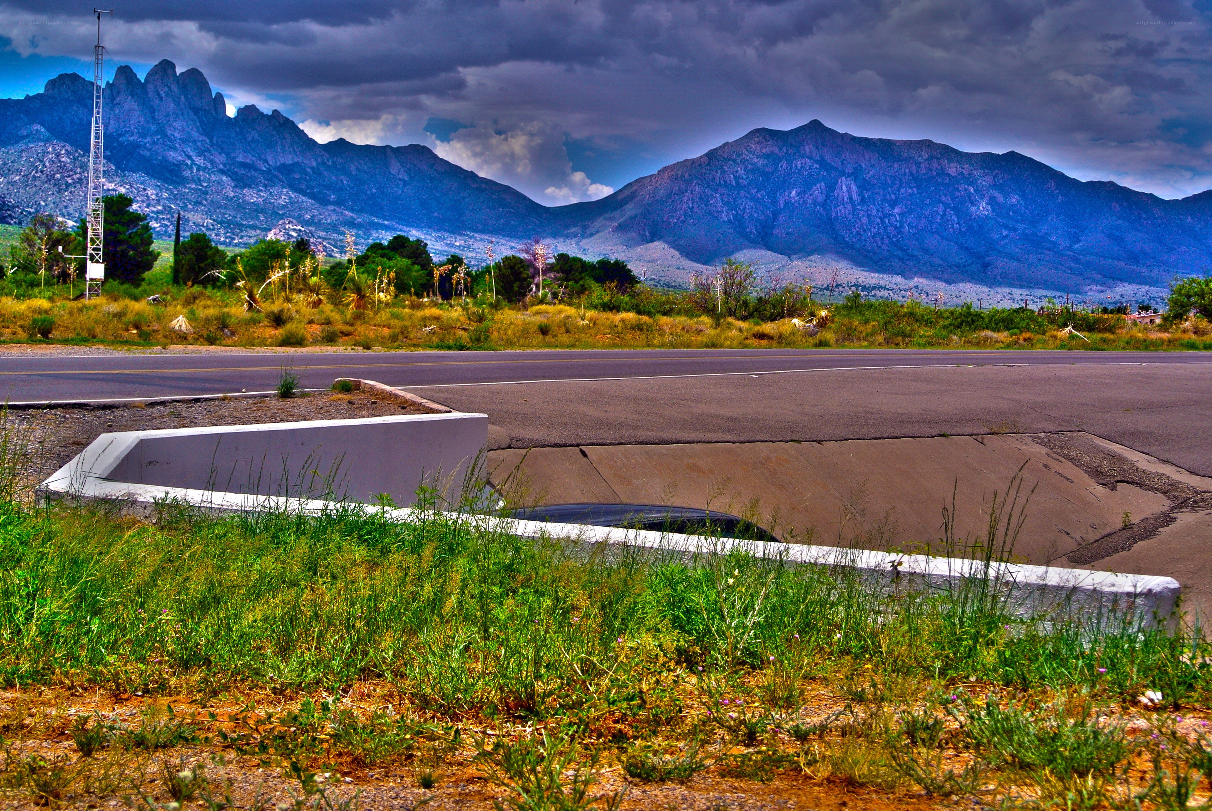 Roadside drainage under mountains