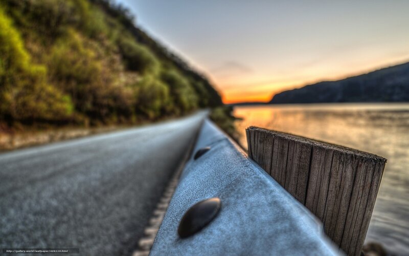 Roadside Guardrail at Sunset — Gray