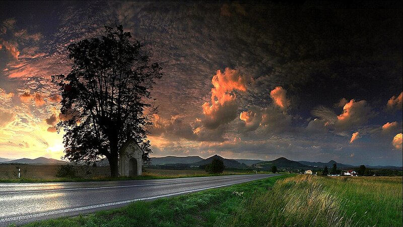 Roadside Tree and Chapel — Orange