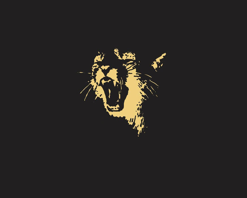 roaring golden cat head